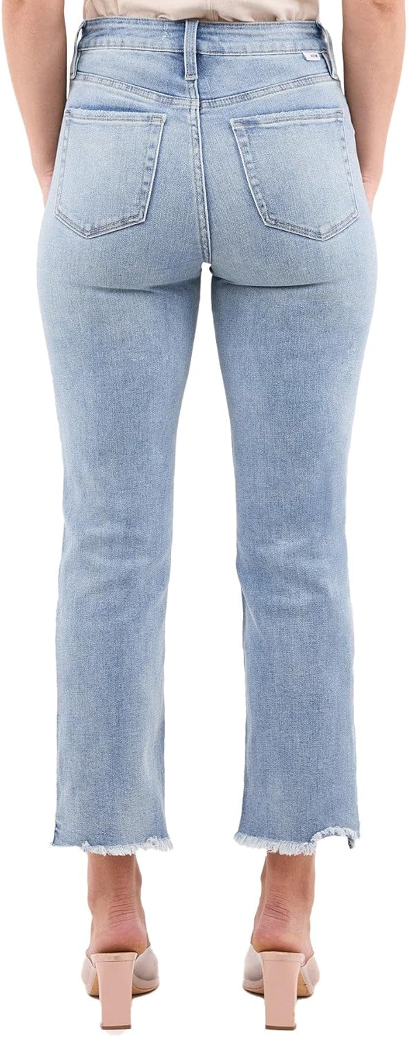 RFM Dylan High Rise Slim-Fit Straight Crop Fray Jeans with Built-in Tummy Control - Premium Stretch Denim (Available in Plus) - Image 3