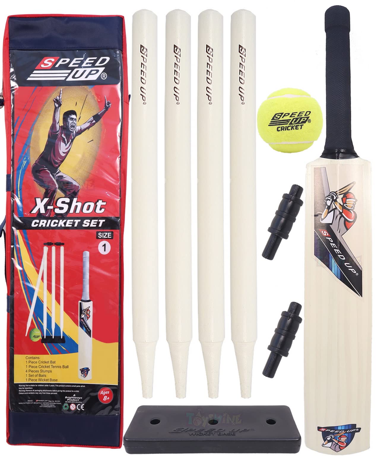 Toyshine Speed Up X-Shot Combo Box Cricket Kit for Kids (Bat Size: 1, 3-6 yrs) Outdoor Sports Toy Gift for Boys Girls Picnic Fun (Carry Bag) - SSTP (Multicolor)