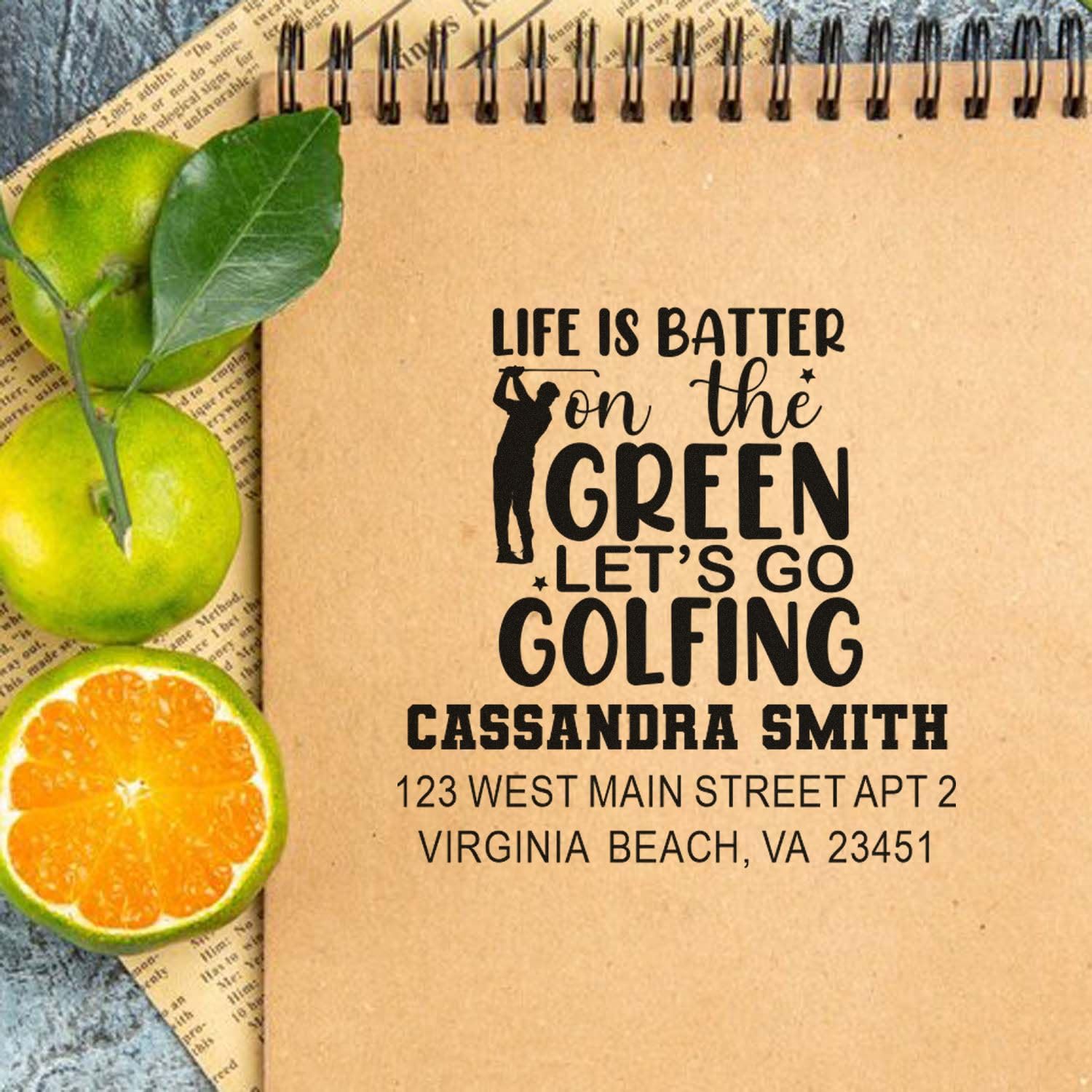 Made to Order Golfing Life Self Inking Address Stamp - Name and Address