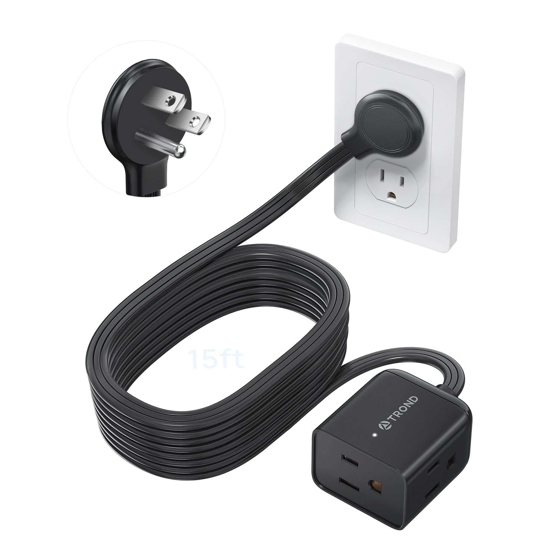 TROND 6ft Right Angle Extension Cord - Space Saving! -20 TROND 6ft Right Angle Extension Cord - Space Saving! -20