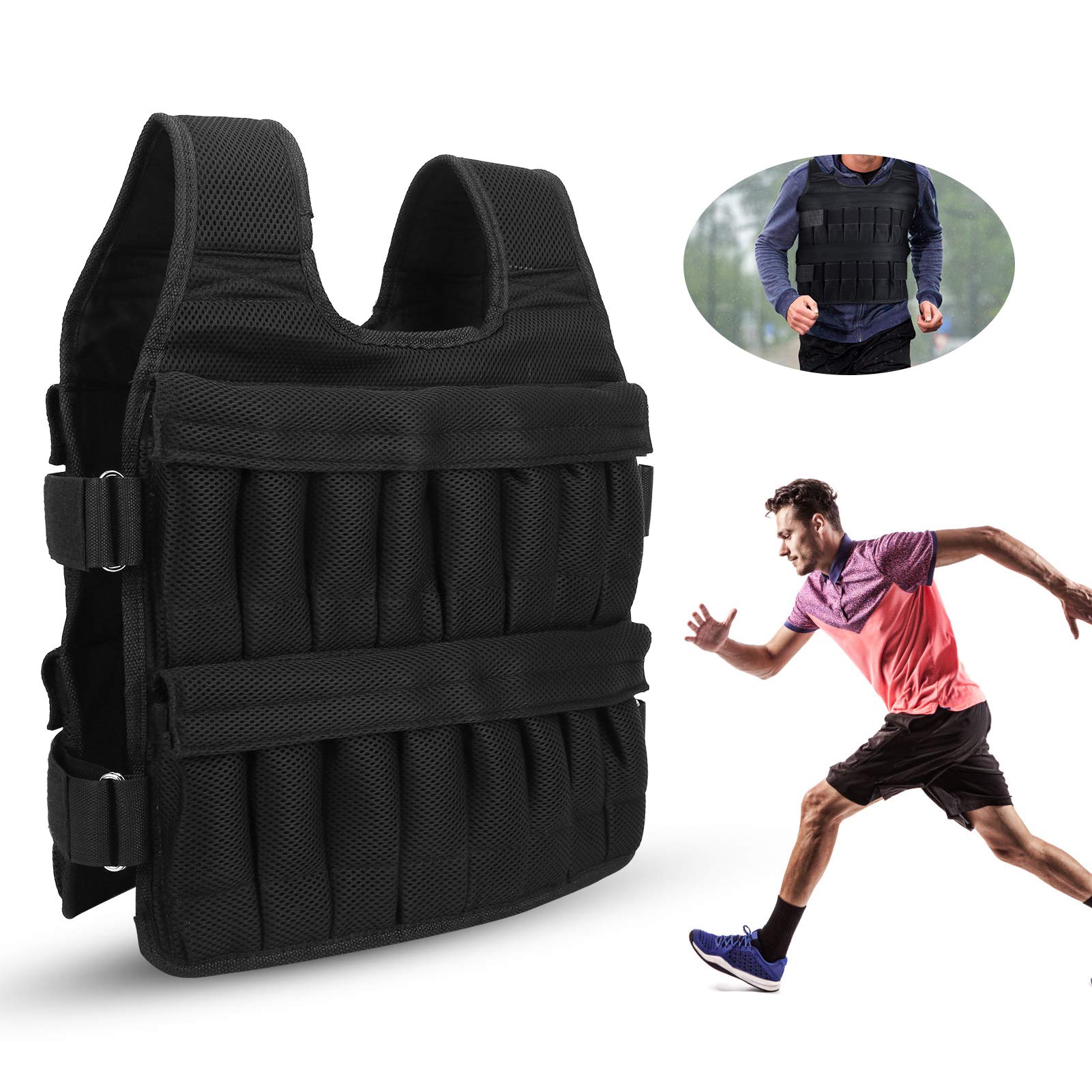 Dilwe Chaleco Ponderado Ajustable, 35 Kg Transpirable con Diseño de Hombro Ergonómico, Chaleco de Peso para Entrenamiento Fitness, Corredores y Atletas
