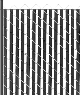VEVOR Bottom Locking Privacy Slats, Double-Wall Vertical Bottom-Locking Slats for Chain-Link Fence, High-Density HDPE Chain Link Slats Ideally Fit 6' High Fence for Garden, Farm, Sports Field(Black)