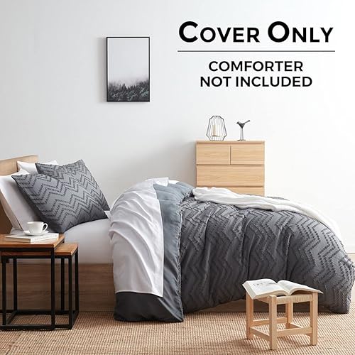 Miniatura 2 de Nestl Funda de edredón gris tamaño King  Juego de funda de edredón bohemio tamaño King, 3 piezas copetudo, doble cepillado, funda de edredón bohemia