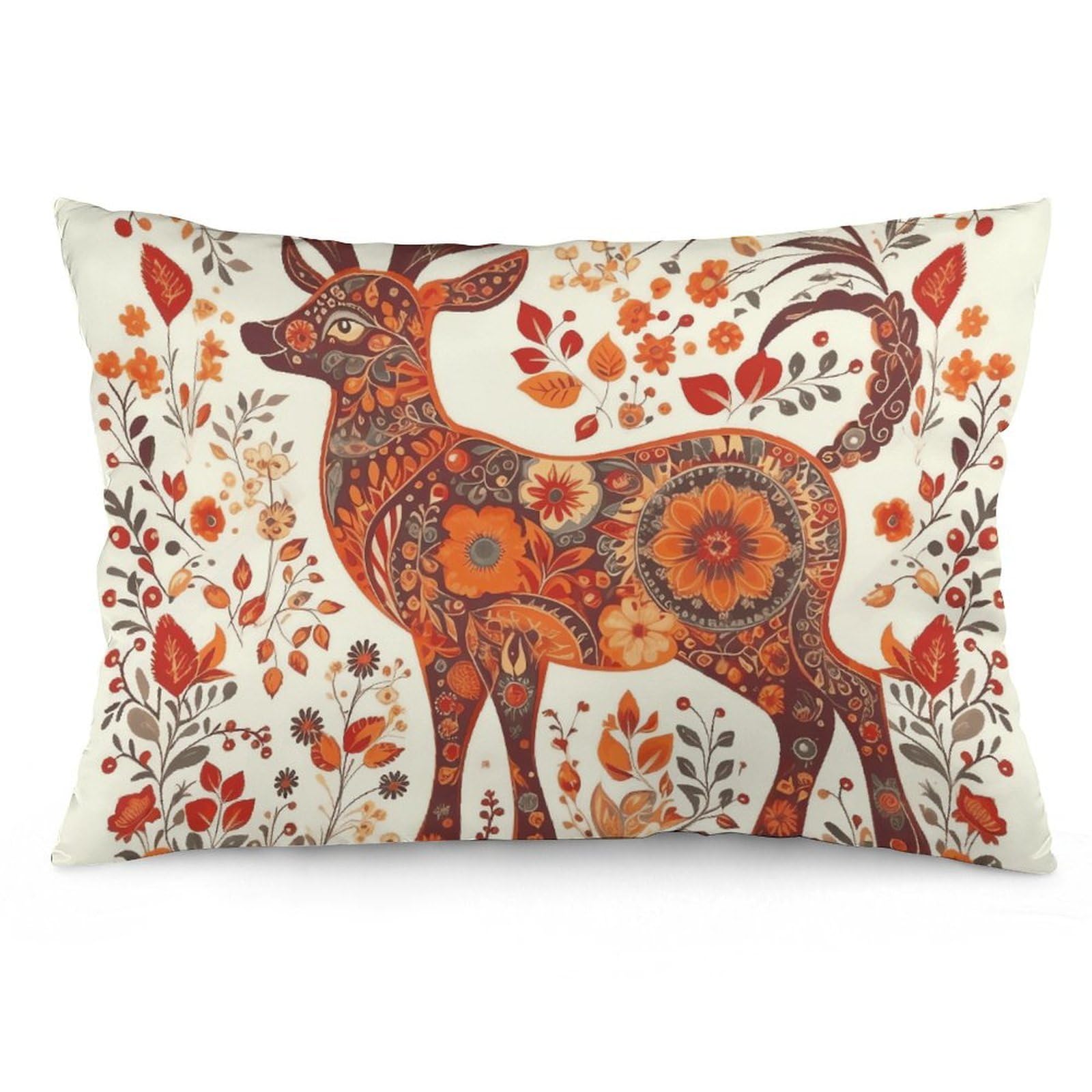 NTVOWPZO 2 Pack Decoration Throw Pillow Covers 20"x30" Pillowcases Covers Red and Orange Deer Pillowcases Modern Farmhouse Home Decor Sofa Cushions Covers for Couch Bed Living Room