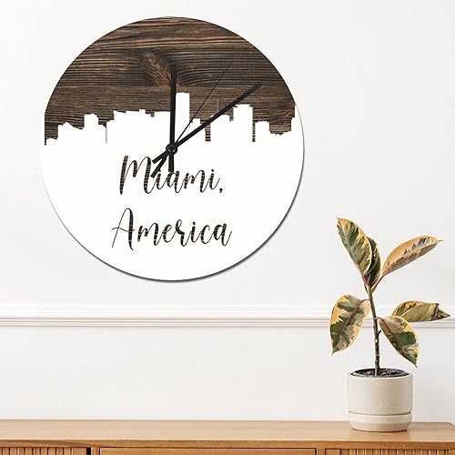 Miniatura 9 de Reloj de pared de PVC Seattle Skyline América reloj de pared grande con diseño de punto de referencia decoración de pared de 12 pulgadas silencioso