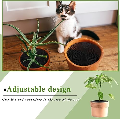 Miniatura 3 de Sawysine 3 piezas de cubierta para macetas de plantas de animales con recorte central, protectores de suelo para plantas (negro, 20.5 pulgadas)