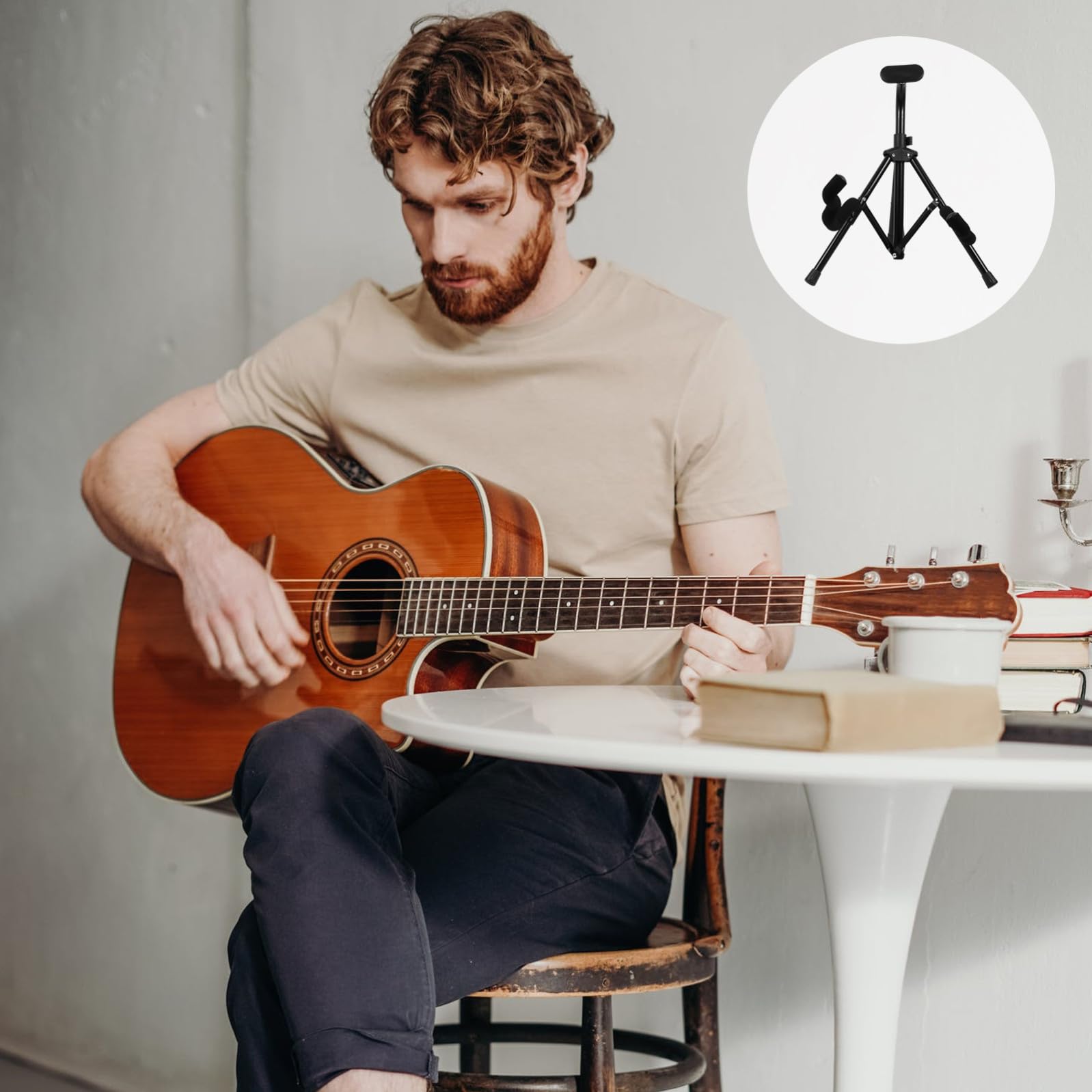 BESPORTBLE 1pezzi Supporto per Strumenti Musicali Scaffale Portaoggetti per Chitarra da Pavimento Realizzato in Ferro e Gomma Fissaggio Stabile Dimensioni Compatte Adatto per Chitarra