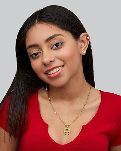 Miniatura 4 de DC Comics Juego de aretes tipo dormilona de Wonder Woman, 3 pares, chapados en flash, Metal, No es una piedra preciosa