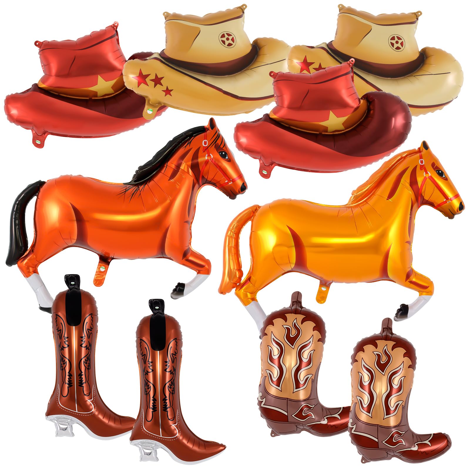 10 Pcs Western Balloons, Western Cowgirl Cowboy Party Balloons,Cowgirl Bachelorette Party Decorations Cowgirl Boot Hat Horse Foil Balloons for Western
