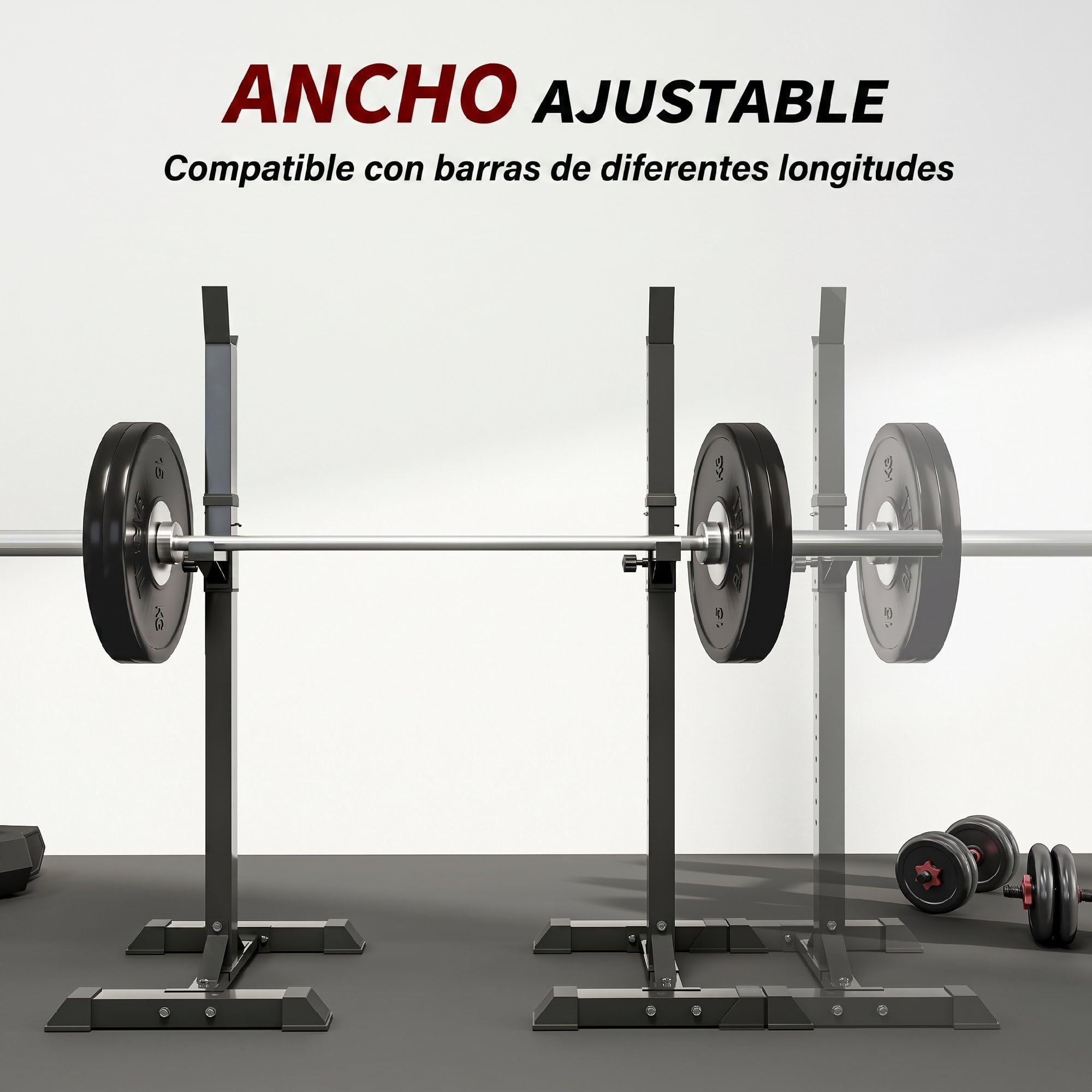 HOMCOM Soporte para Pesas Barra | Soporte Barra Pesas de Acero, 12 Niveles, Carga Máx. 150 kg, Entrenamiento en Gimnasio Hogar