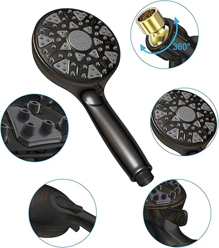 Miniatura 7 de Cabezal de ducha de mano con 7 ajustes de alta presión, lavado eléctrico integrado para limpiar la bañera, azulejos y mascotas, cabezal de ducha de