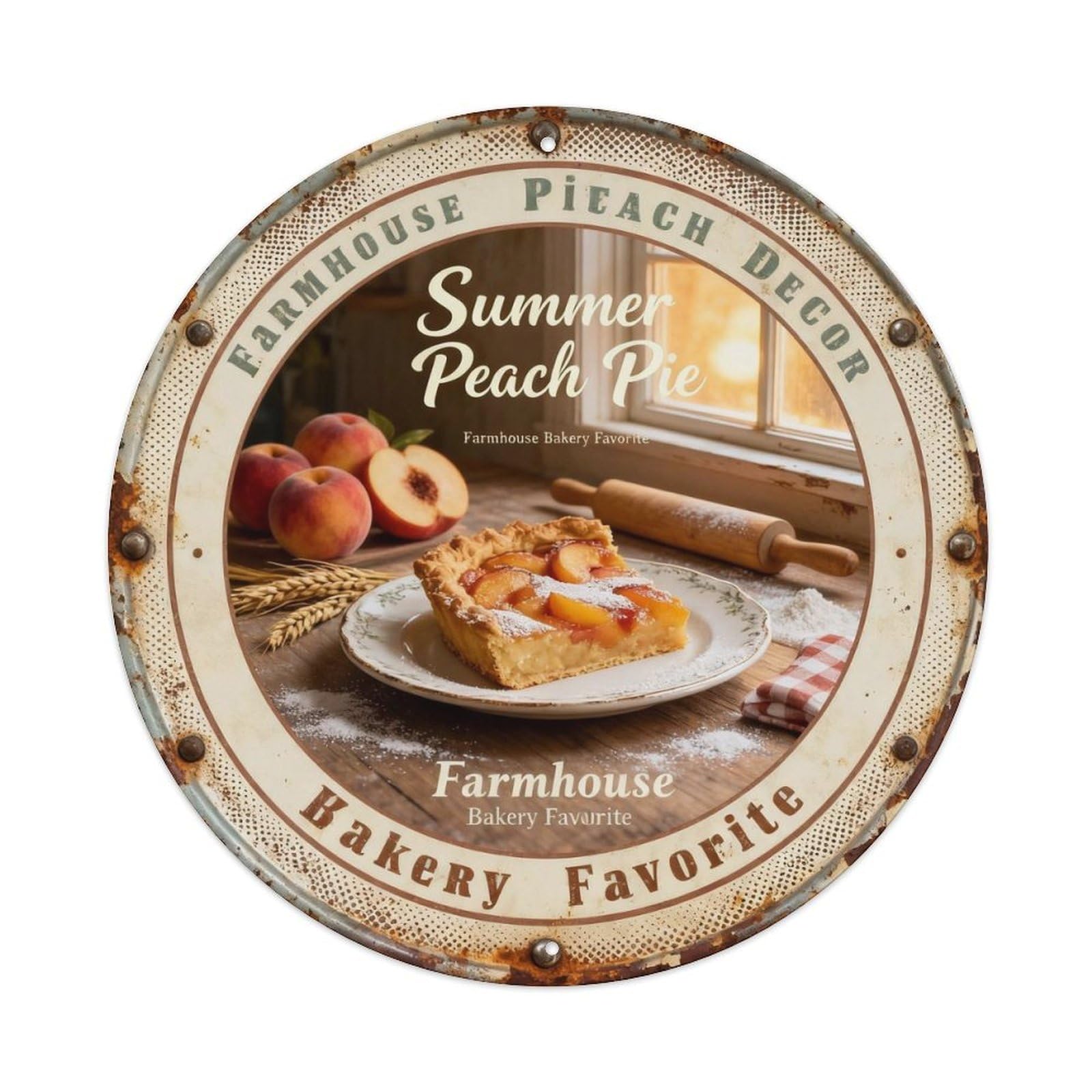 Summer Peach Pie Metal Tin Sign Plaque