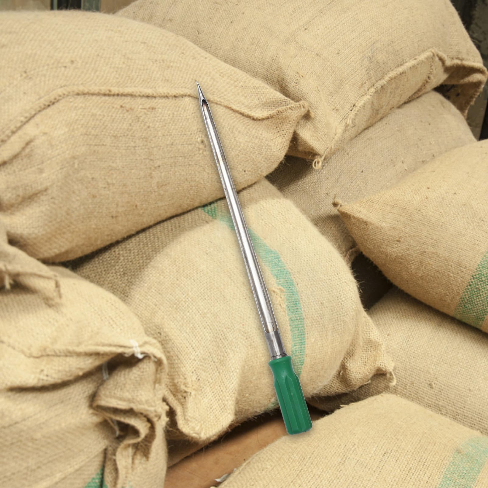ibasenice Campionatore di Cereali in Acciaio Inox per Grano, Mais e Riso Manico in Legno Ergonomico da 50 Cm, Strumento Professionale per Campionamento Terreno e Fertilizzanti