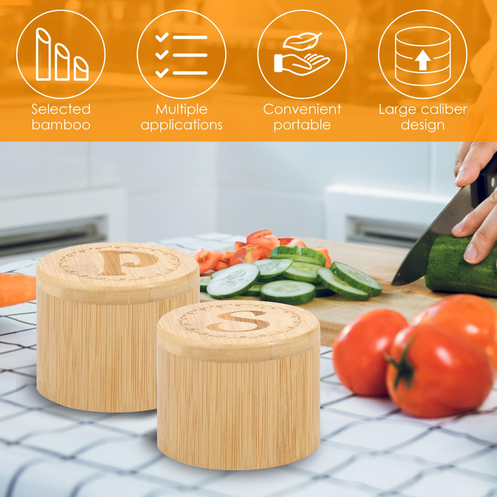 InciFuerza Salière Et Poivrière En Bambou Avec 2 Cuillères, élégant Récipient à Sel De Cuisine Avec