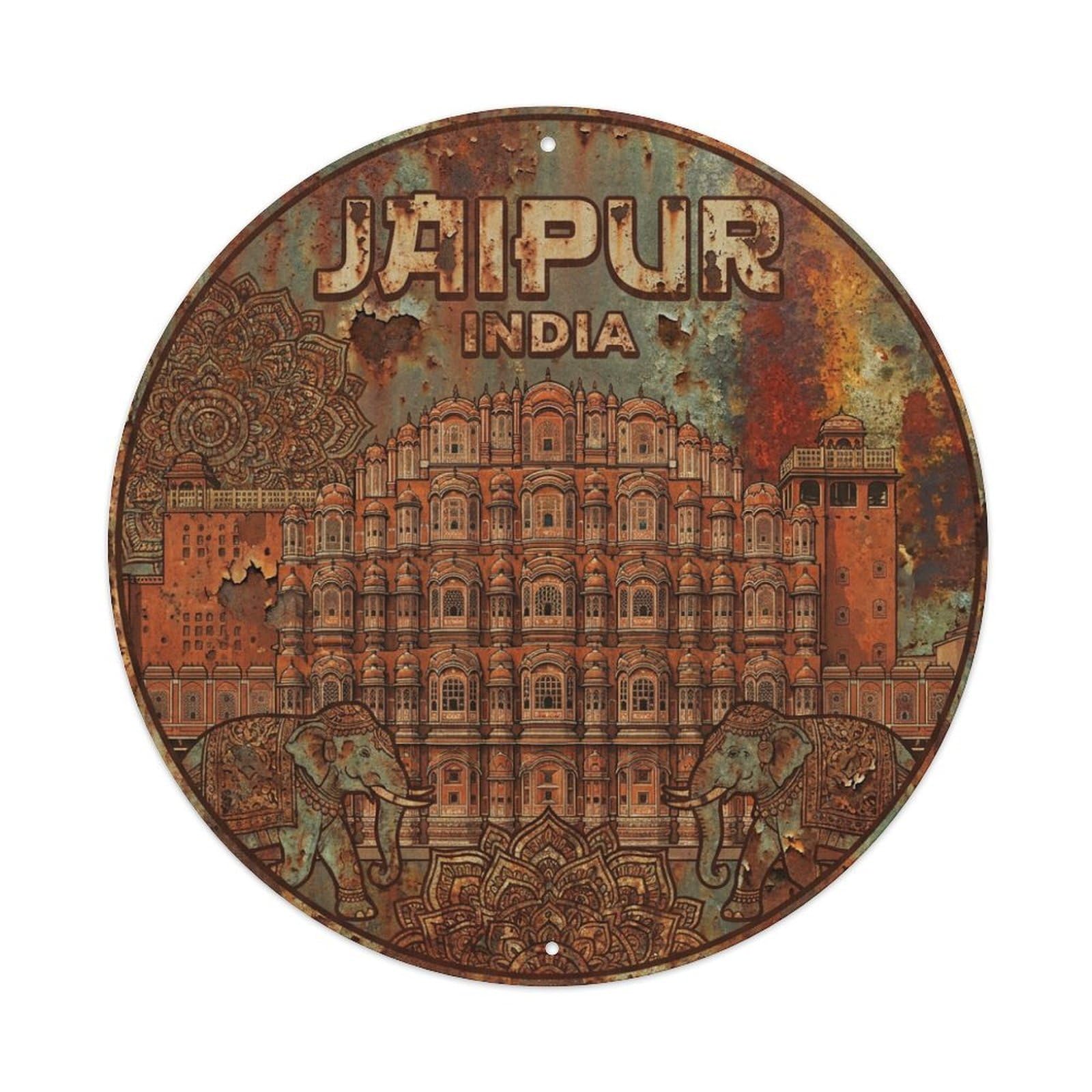 Retro Travel India Jaipur Metal Tin Sign