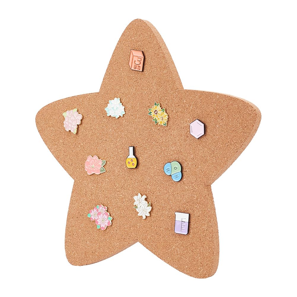 NBEADS Star Cork Board, 1.2cm Thick Wooden Bulletin Display Board - Wall Mounted for Brooch Pin Storage - 30x29cm