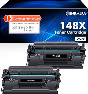 148X 148A Toner Cartridge High Yield Black 2 Pack Compatible Replacement for HP 148X 148A W1480A W1480X for HP Pro 4001dwe 4001dne 4001ne MFP 4101fdwe 4101fdne | for HP+ Contract Printer Only |
