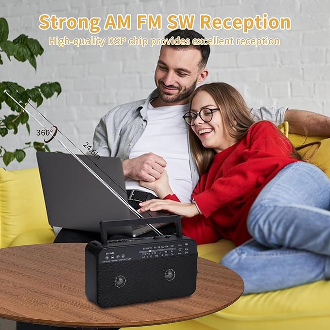 Radio portátil AM/FM/SW con Bluetooth, AC o batería miniatura 2