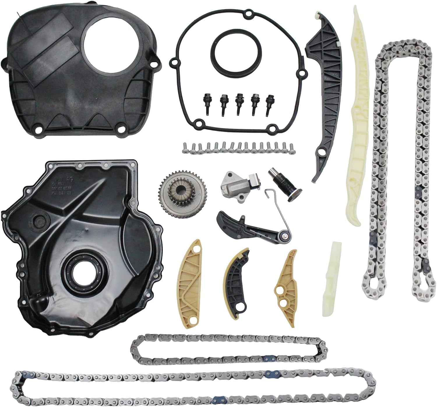 EA888 Engine Timing Chain Kit Timing Cover Tensioner Guide Rail Kit Replacement for Volkswagen Tiguan Passat Jetta 1.8T 2.0T