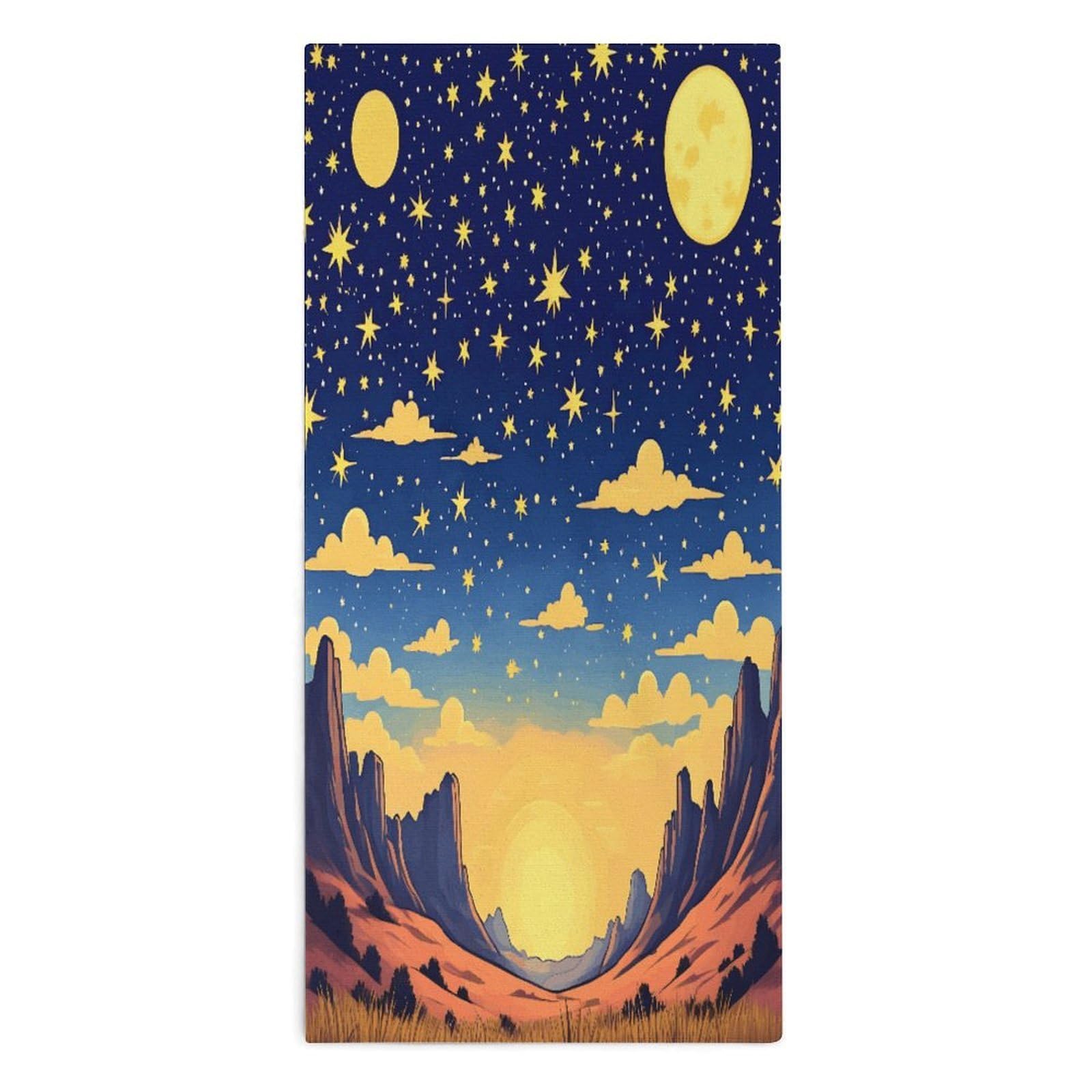YUXBVKRS Celestial Dusk Scene Hand Towels for Bathroom 14x29 Inch