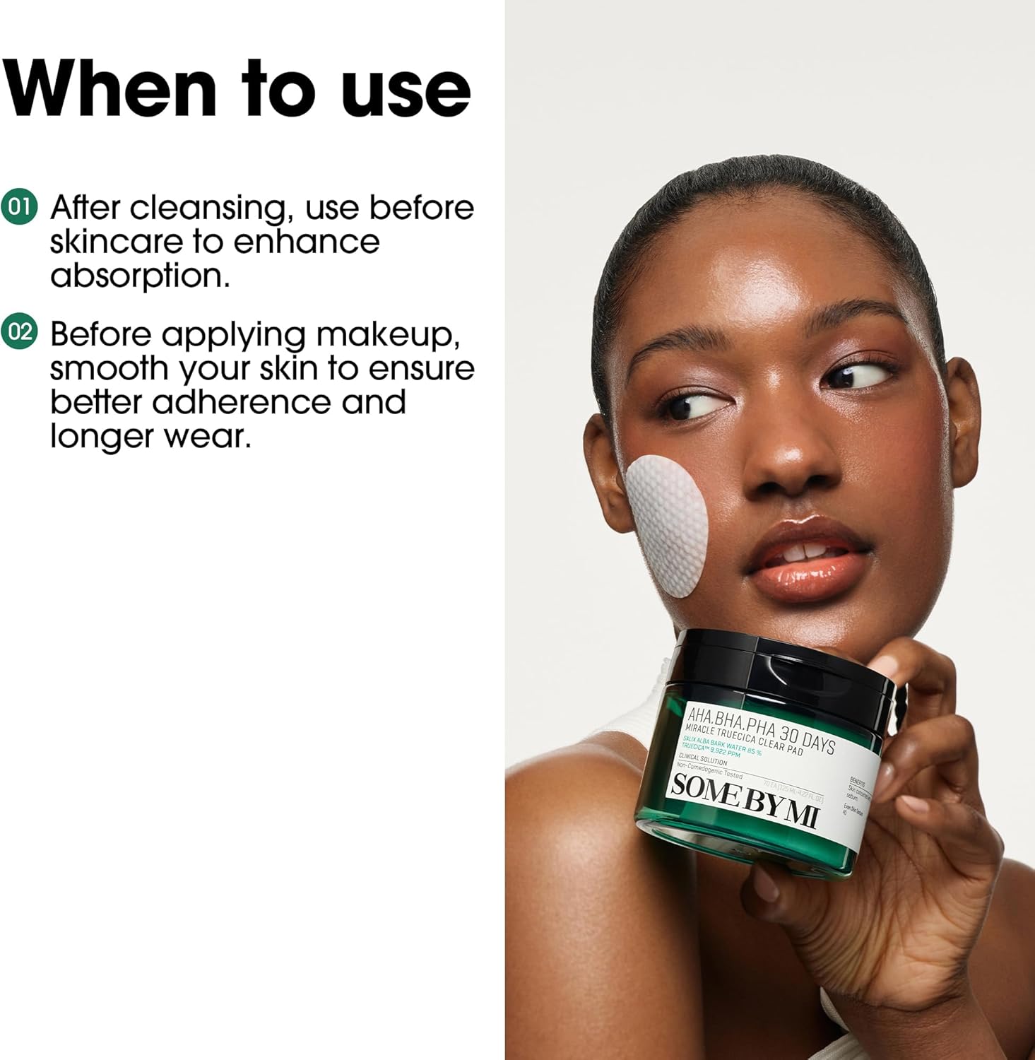 SOME BY MI AHA BHA PHA 30 Days Miracle Truecica Clear Pad – 70 Pads – Korean Exfoliating Centella Face Toner Pads – Gently Clears Impurities, Refines Pores & Smooths Skin Texture – Korean Skin Care - Image 7