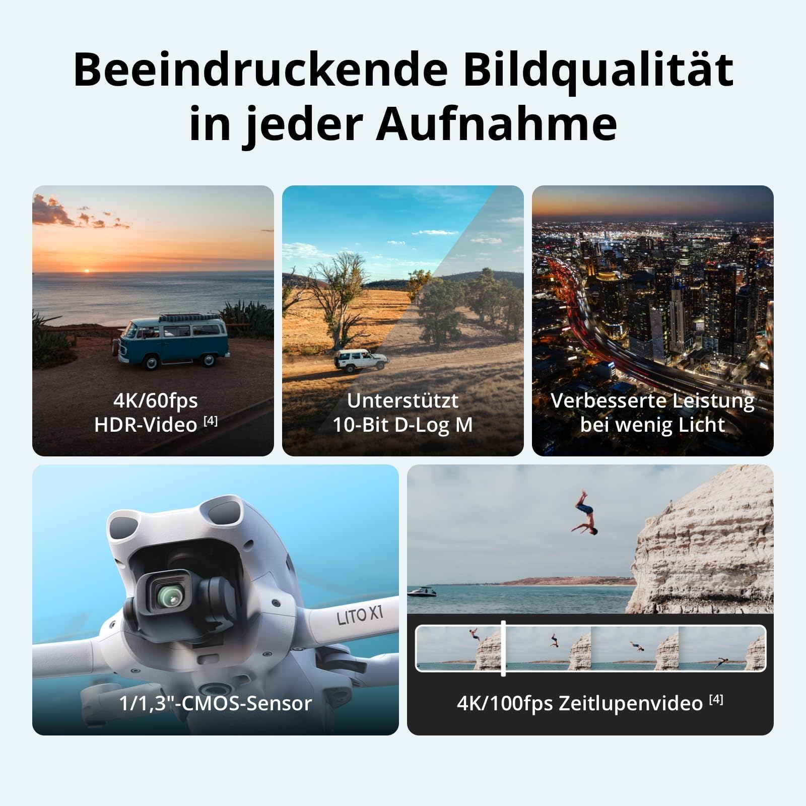 DJI Lito X1 Combo mit 2 Akkus Bundle mit Zubehör, 4K Kameradrohne, Hinderniserkennung, ActiveTrack, 1/1,3-Zoll-Sensor, Leicht, 15 km Videoübertragung, C0 (Drone Lito X1 Combo)