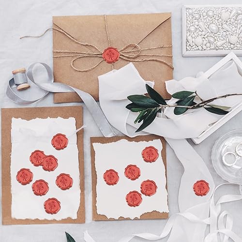 Miniatura 6 de CRASPIRE 50 calcomanías de sello de cera roja con margaritas autoadhesivas, calcomanías de sello de cera para sobres de flores, calcomanías de cera