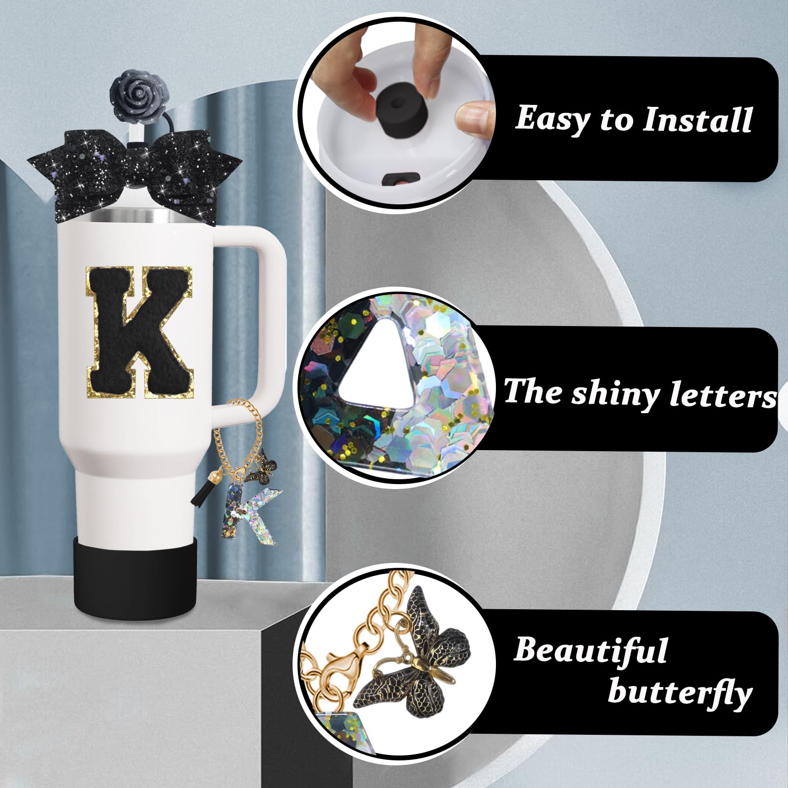 8-Piece Stanley Cup Accessory Kit - Includes Handle Strap, Straw Cap, Boot, Chapstick Holder & Charms For 30oz/40oz Tumblers