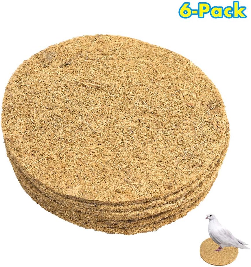 6 Pack Fiber Bird Nest Mats for Pigeons, Quails, and Other Small Birds, Pigeon Egg Nest Mat for Racing Pigeon Breeding and Provides Warm Bedding Material for Your Nesting Bowls or Boxes