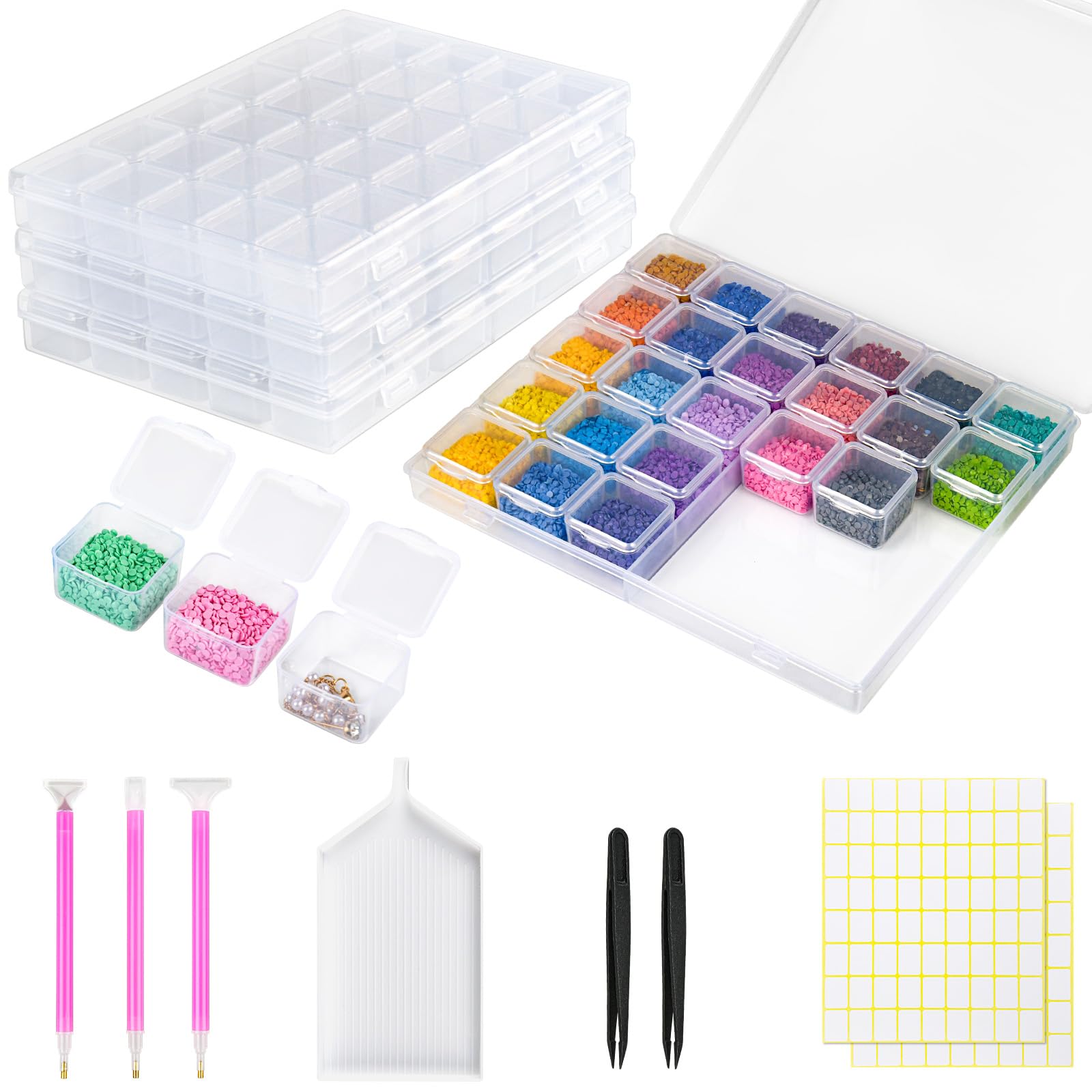Photo 1 of ***2 CONTEINER EMPTY**Cokapo 120-Grid Diamond Art Storage Containers, Portable Diamond Painting Storage Containers with Labels, Bead Organizer Box for Diamond Art Accessories, Bead Storage, DIY Craft, Jewelry, Nail