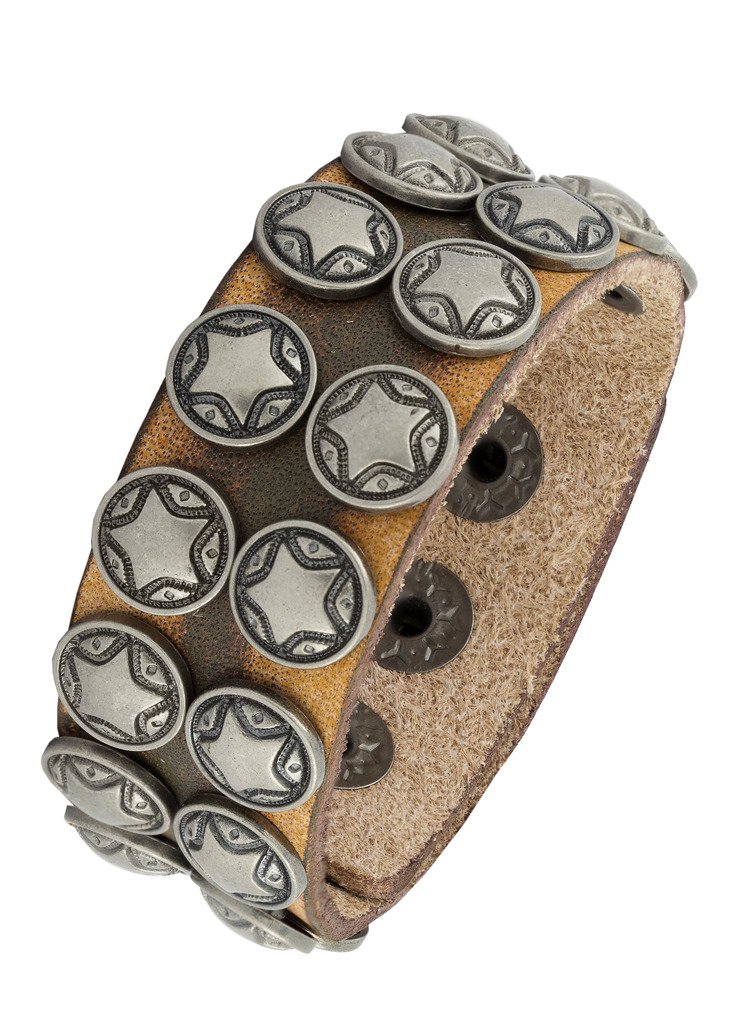 Zivom® Star Slim Biker Funky Handcrafted Brown Leather Wrist Band Bracelet