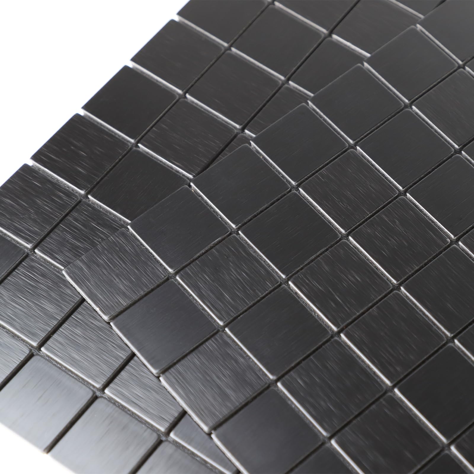 Selbstklebende Fliesen Mosaik Fliesen, Küche Selbstklebend Fliesenaufkleber Metall Mosaik Klebefliesen (6 Matten, Schwarz)