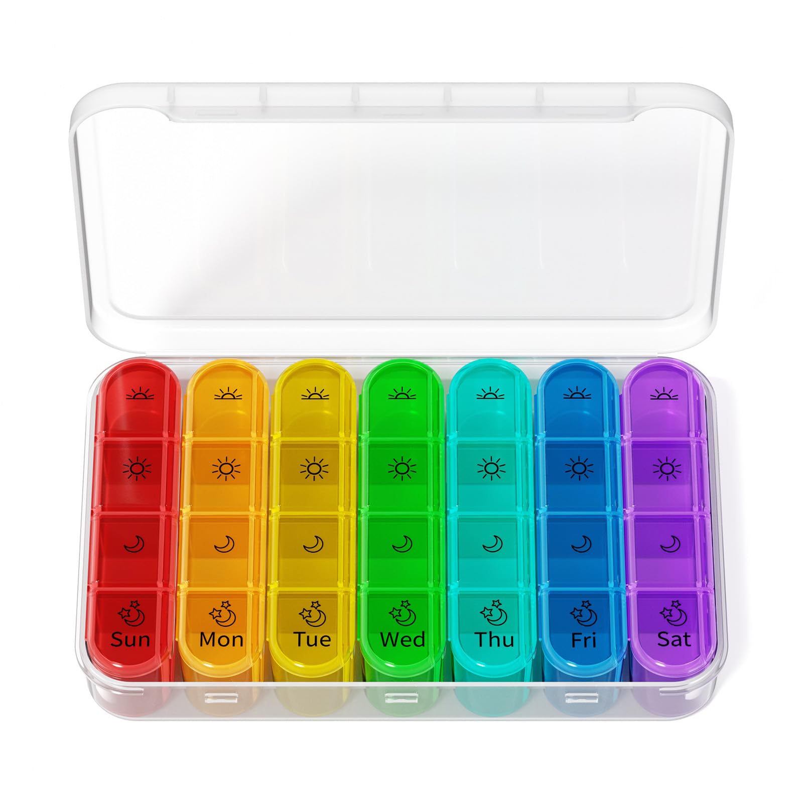 Zoksi Pill Organizer 4 Times a Day,7 Day Pill Box with Removable Daily Case