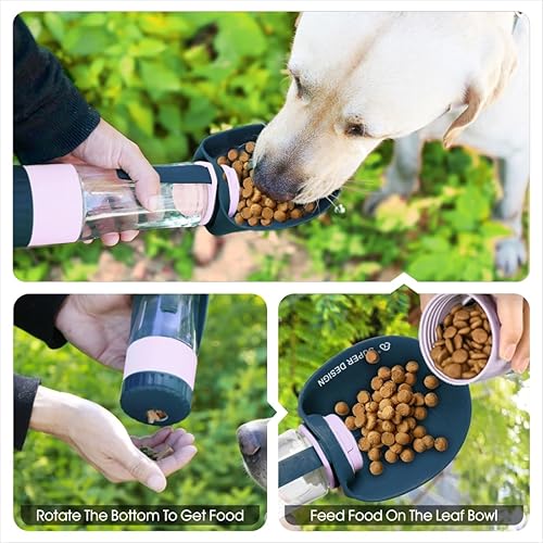 Miniatura 5 de SUPERDESIGN - Botella de agua azul portátil para perros con contenedor de alimentos, botella de agua de viaje para perros, fácil de usar, diseño a
