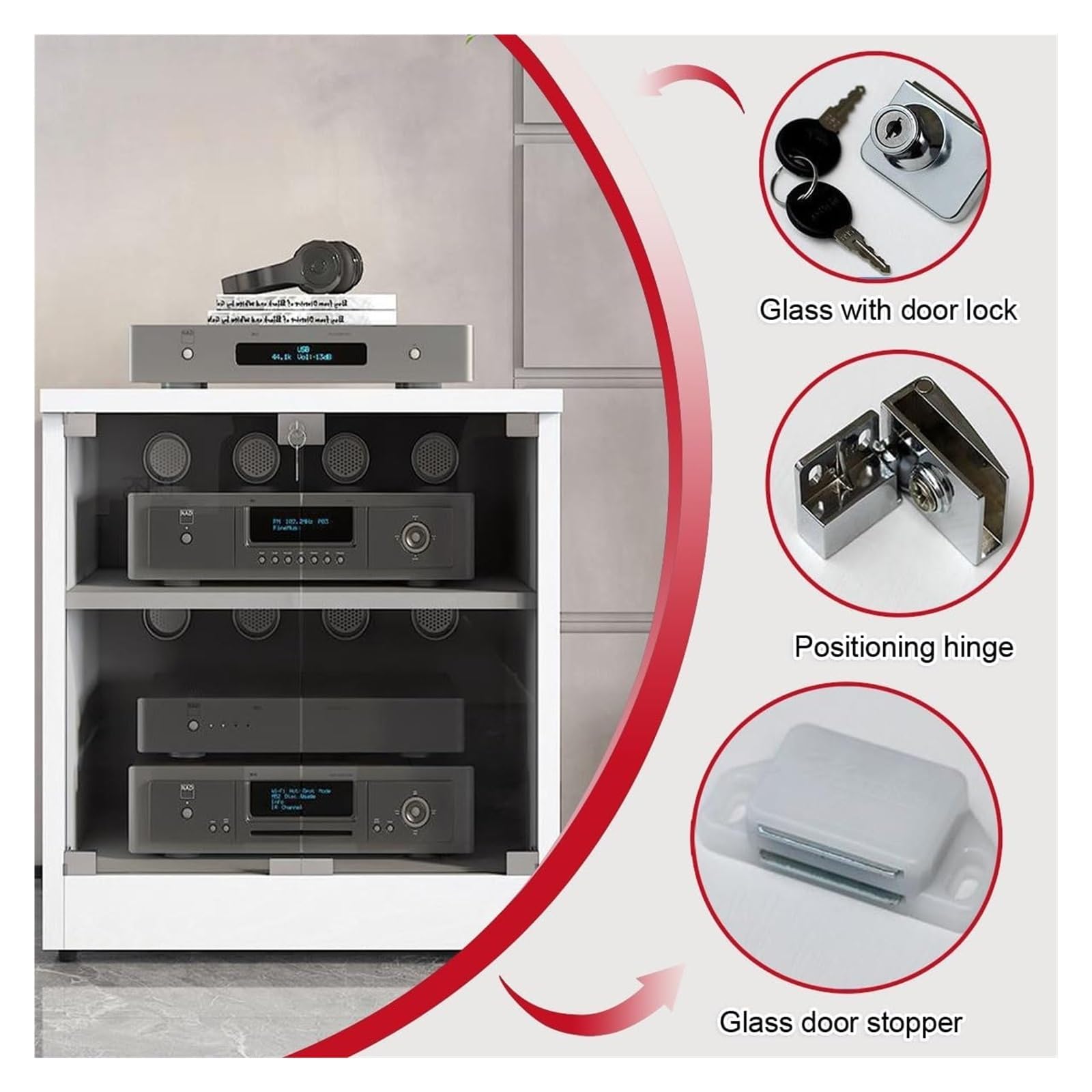 Nowoczesny stojak audio z drewna tekowego, szafka na multimedia, stojak wieżowy stereo, przechowywanie AV, uchwyt na odtwarzacz CD, wysokość 79,8 cm, drewniane meble stereo, kino domowe