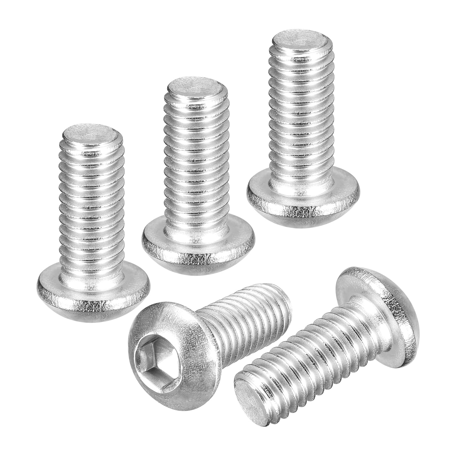 DTGN M6-1x14mm Button Head Socket Cap Screws - 30Pack - Good for Road Bicycle, Mountain Bike, Auto, Motorcycle - 304 Stainless Steel Whitewashed - Hex Socket Drive Fasteners — image 1