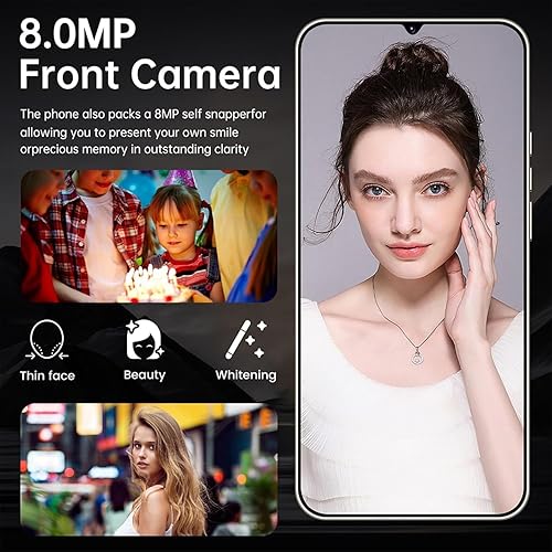 Vista 7 de i24 5G Smartphone Android desbloqueado - Pantalla HD+ de 6.3", cámara de 48MP, batería de 6800mAh, SIM dual, desbloqueo facial, GPS, 4GB/64GB y biack