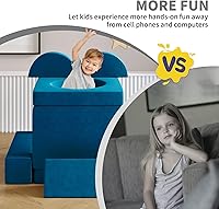 Vista 43 de 12 sofás modulares de juego para niños con 2 bolas y túnel, sofás de juego para niños pequeños para sala de juegos, sofás modulares para juego