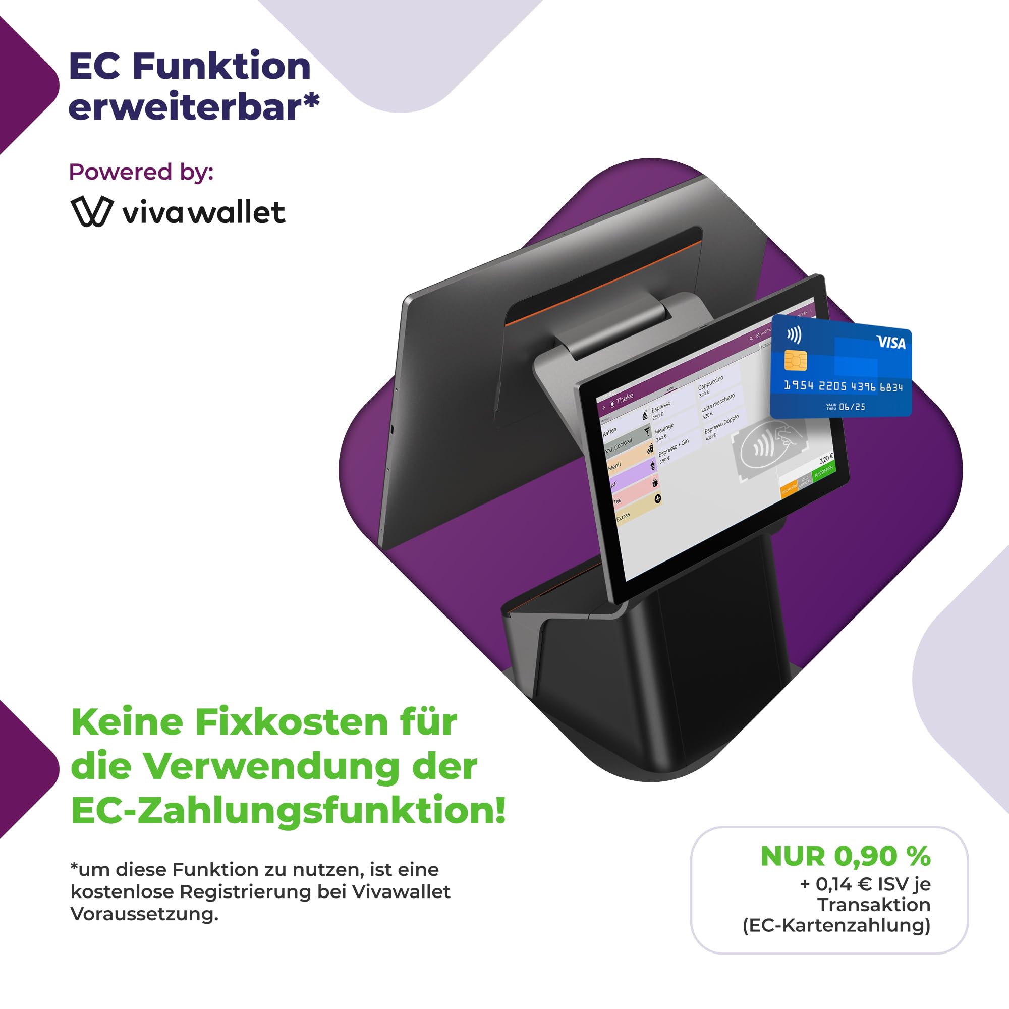 Registrierkasse Kassensystem - Finanzamtkonform 2022 - TSE ready - integrierter Bondrucker - Gastronomie, Handel - GRATIS Ersteinrichtung des POS Terminal (T3 Pro - The Double)