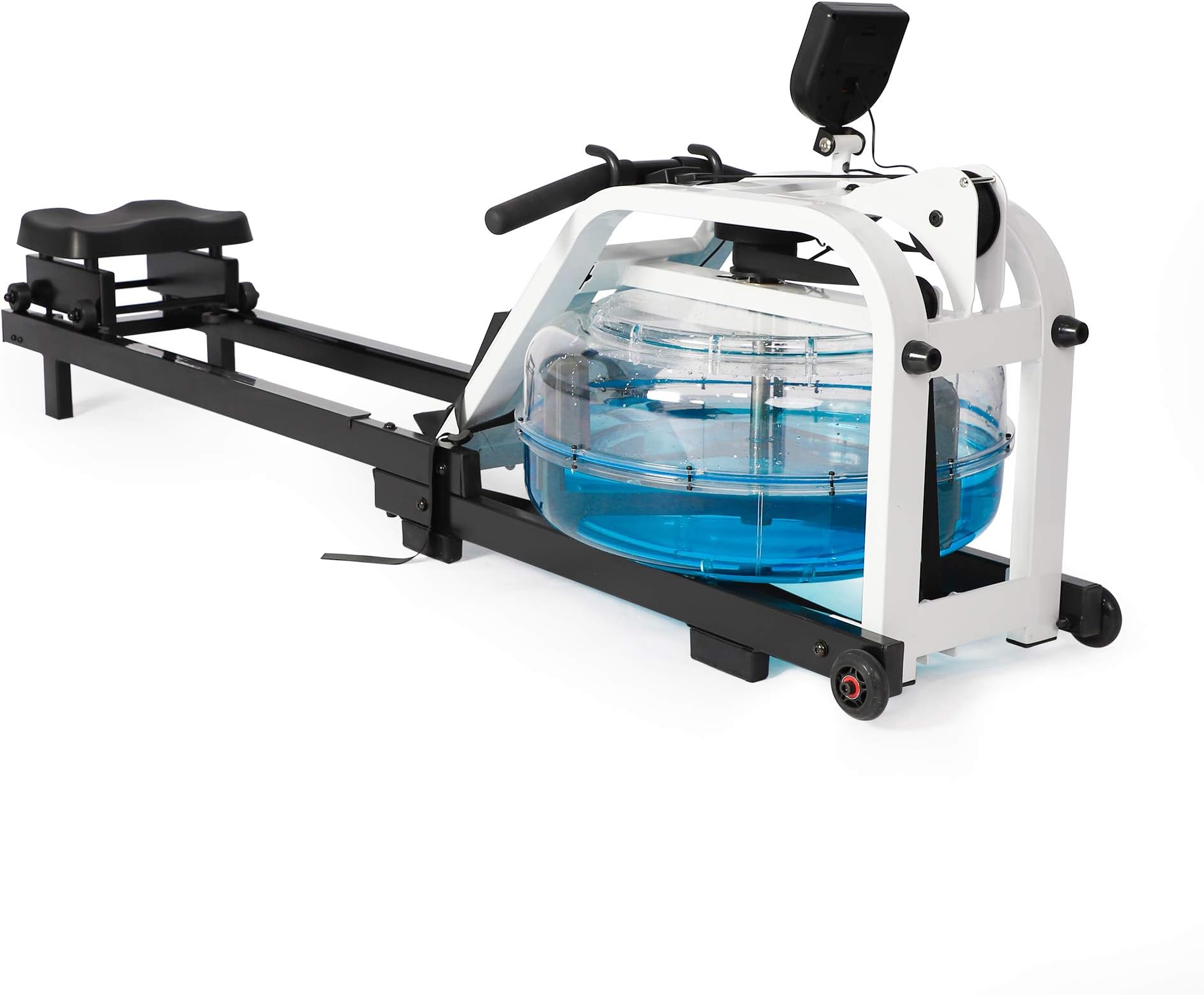 Water Rowing Machine Indoor Water Rower Adjustable Resistance with LCD Monitor Home Gym Equipment for Whole Body Exercise Cardio Training,Steel