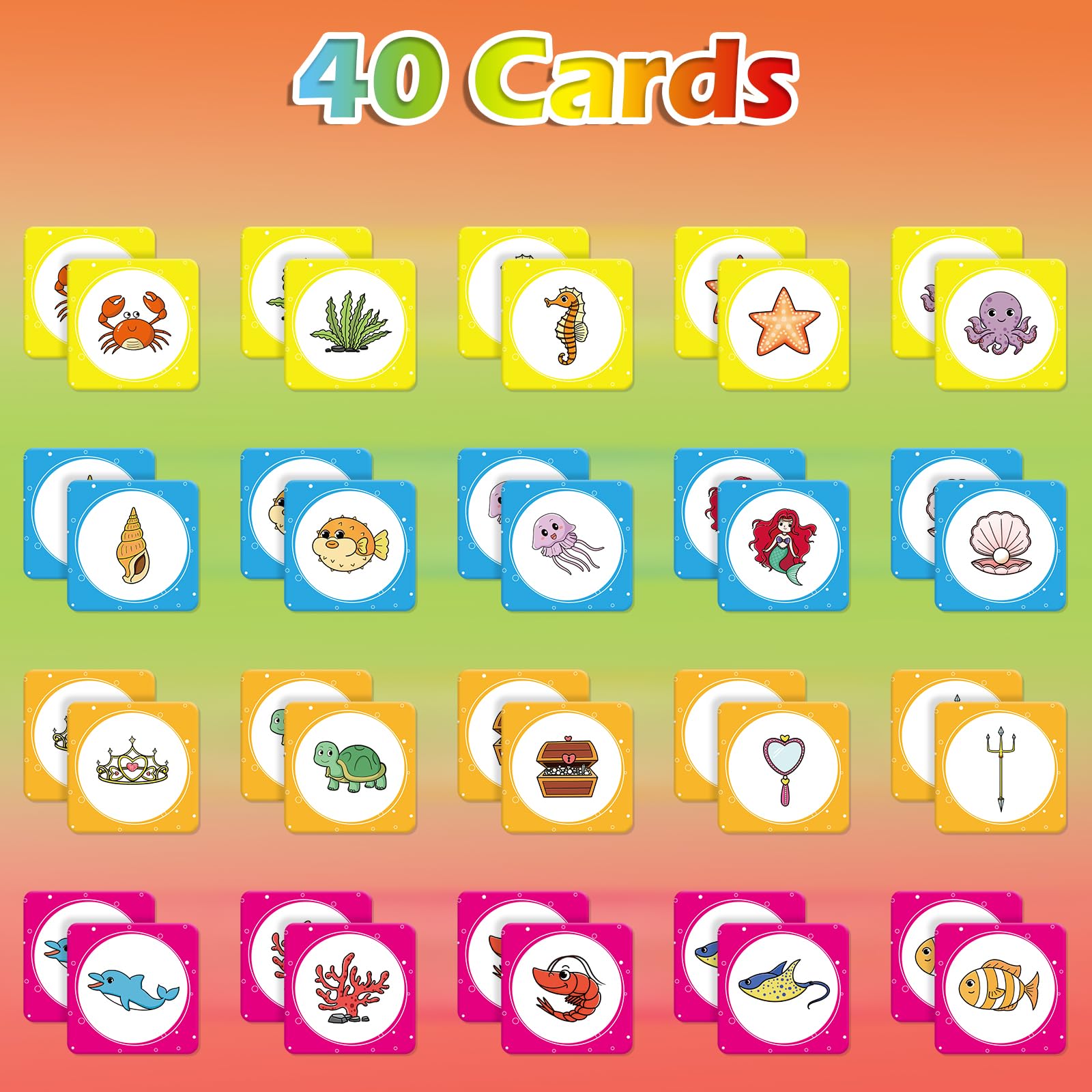 Aizweb Match Game,Memory Game,40 Pcs Toddler Card Games for Boys Girls Kids Ages 3 4 5 6,Flash Cards for Preschool Kindergarten Learning Activities,Educational Toys Homechool Supplies