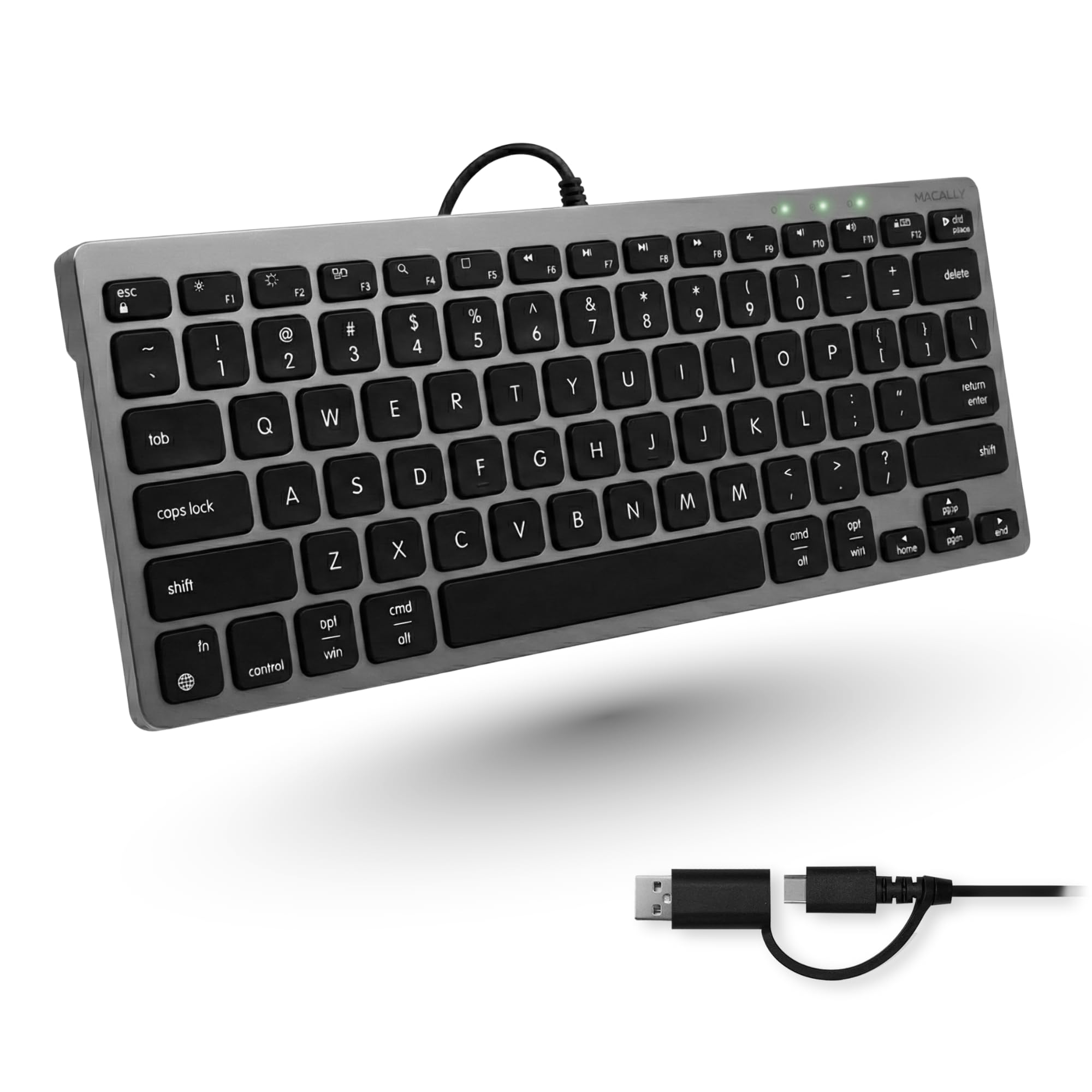 Amazon | Macally 小型有線キーボード MacおよびPC用 (デュアルUSB C +