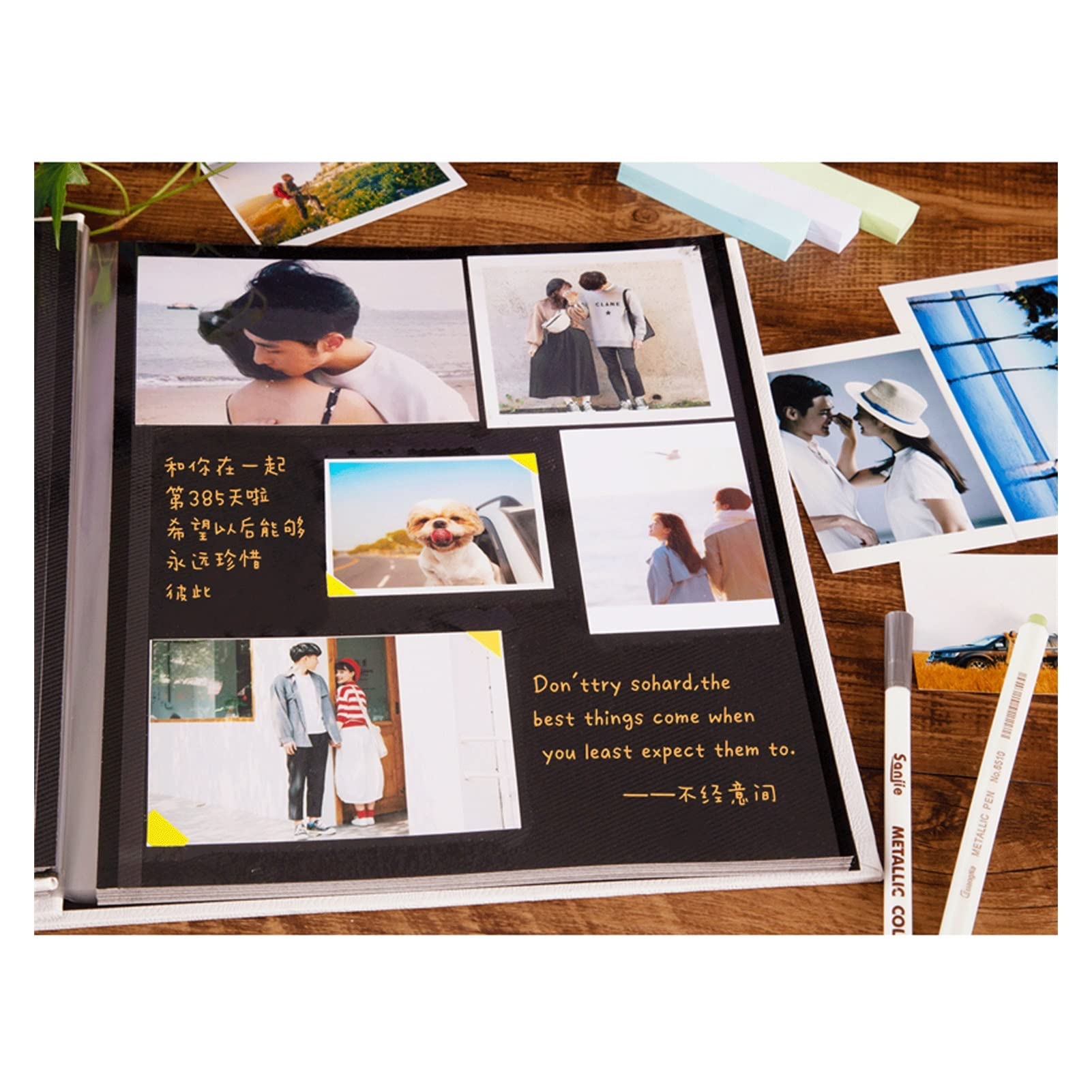 Foto Albumy Kreatywny typ pasty Duża pojemność Biała Papier Czarny Papier Wewnętrzna strona Family Album fotograficzny majsterkowanie Handmade para album albumu pamiątkowego albumu albumu Fotoksiążka
