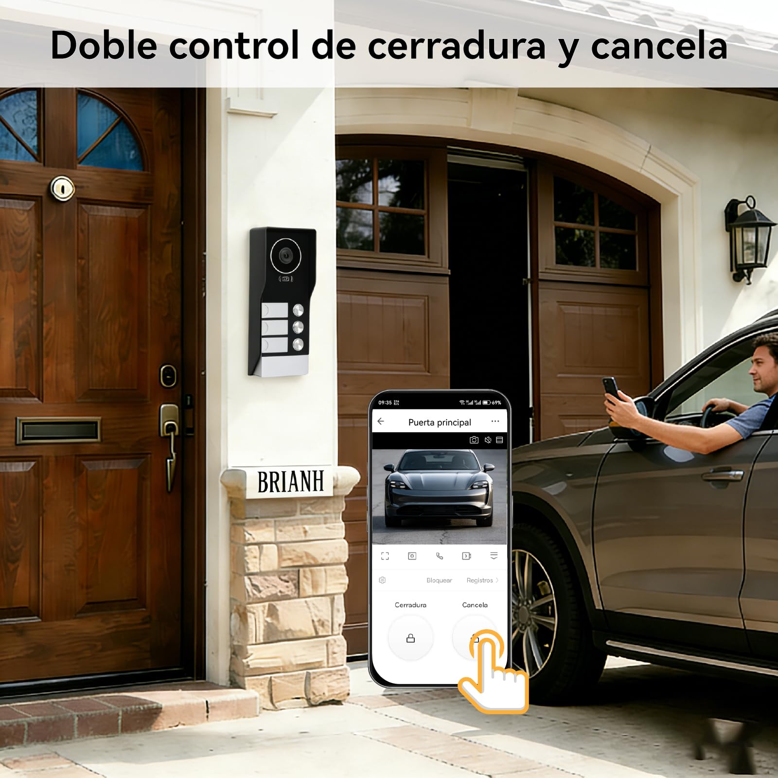 Sistema de Videoportero con 3 Monitores Táctiles de 7 Pulgadas,Video Portero automatico 2 Hilos, Visión Nocturna, Desbloqueo en Remoto, WiFi 2.4/5 GHz, Kit para 3 familias