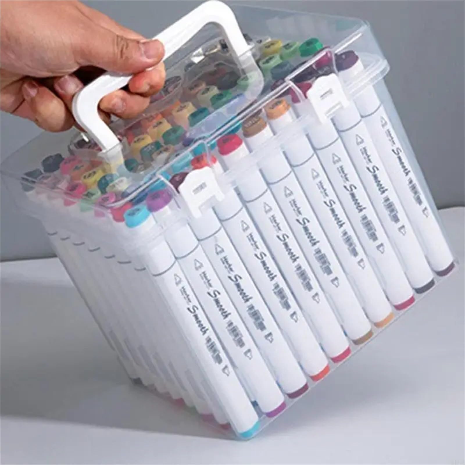 Stiftehalter Multifunktionsstift for Etui, transparenter Kunststoff, farbiger Halter, tragbarer Pinsel Für Schreibtische(108 colors)