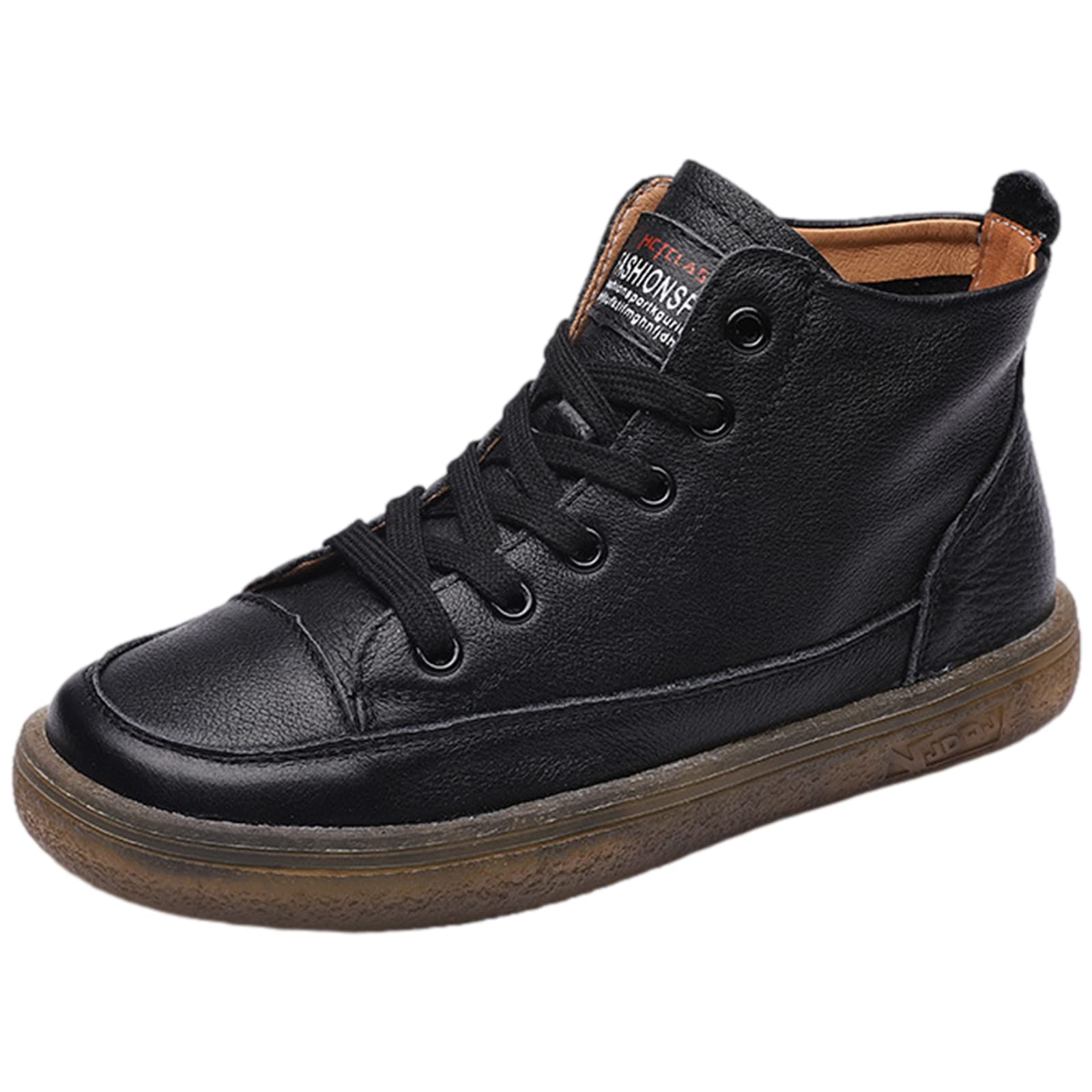 ANUFER Mujer Piel Genuina Cima mas Alta Zapatillas con Cordones Casual Tobillo Botines