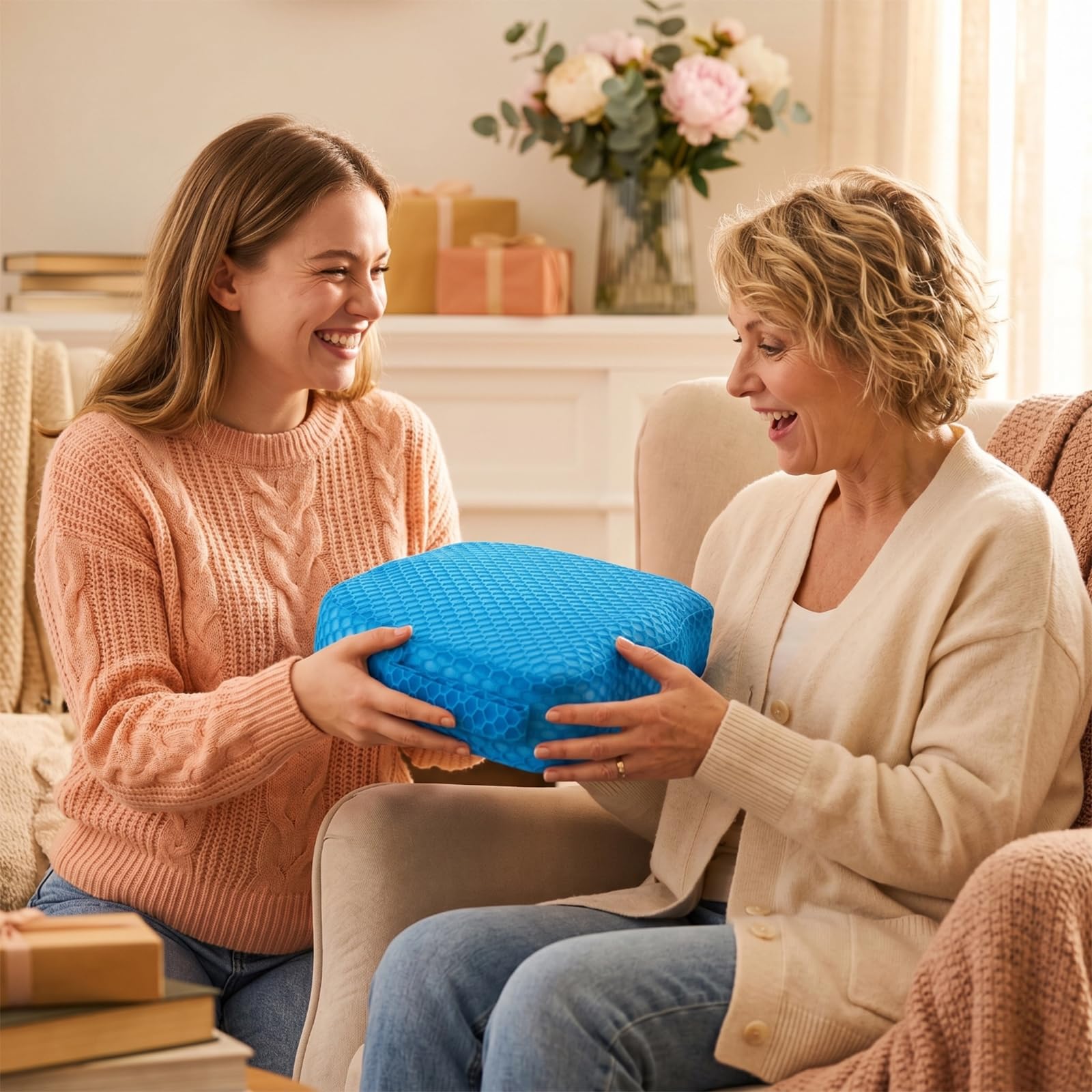 Booster Saet, obciążona poduszka do siedzenia SPA dla dorosłych, akcesoria do siedzenia 3D Air Mesh z antypoślizgowym dnem w mikrokropki, do wewnątrz lub na zewnątrz, szybkoschnąca poduszka do jacuzzi