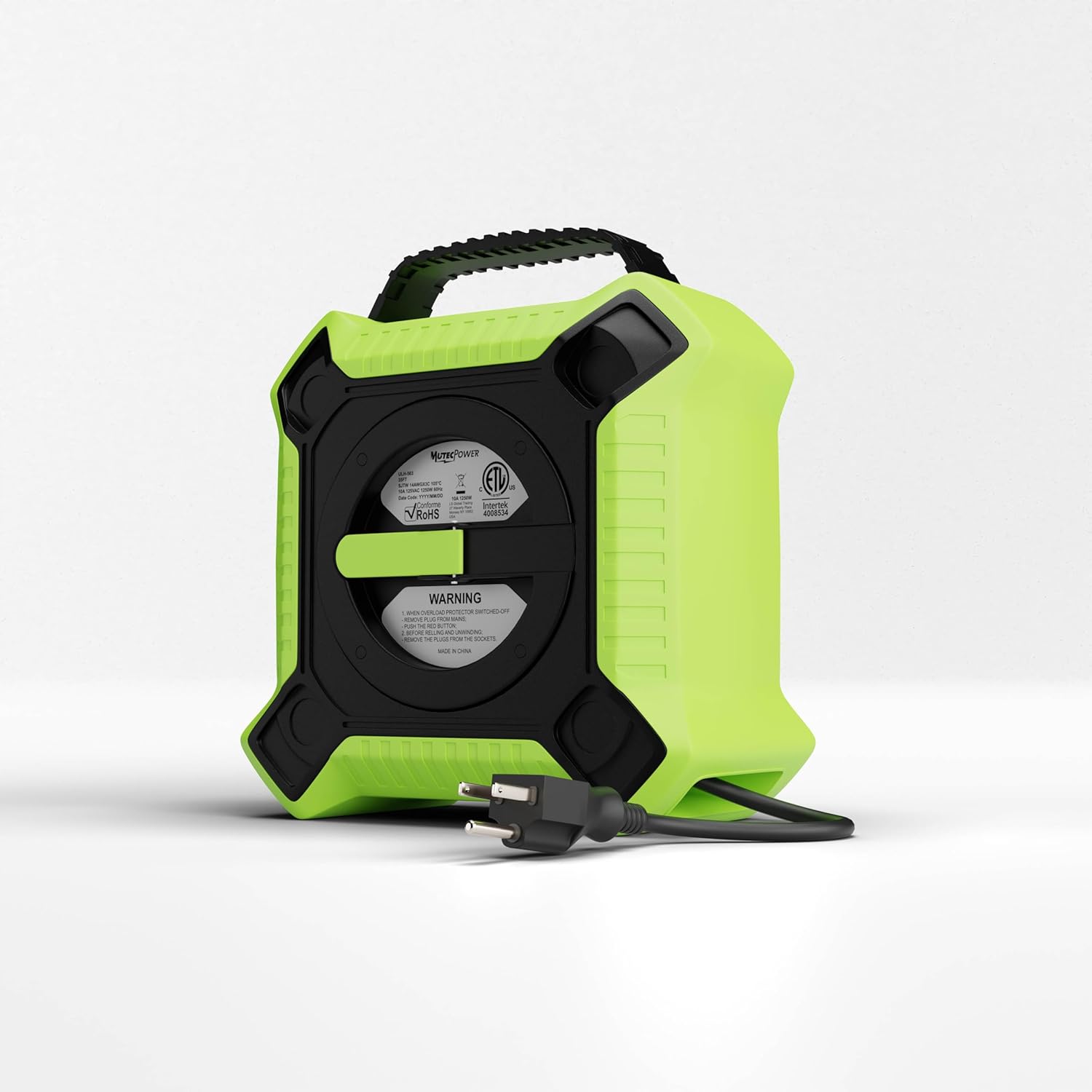 35 FT Retractable Extension Cord Reel Heavy Duty 14AWG/3C SJTW Power Cord Reel with 4 Electrical outlets for Garage and Shop, 10 Amp Circuit Breaker ETL Listed