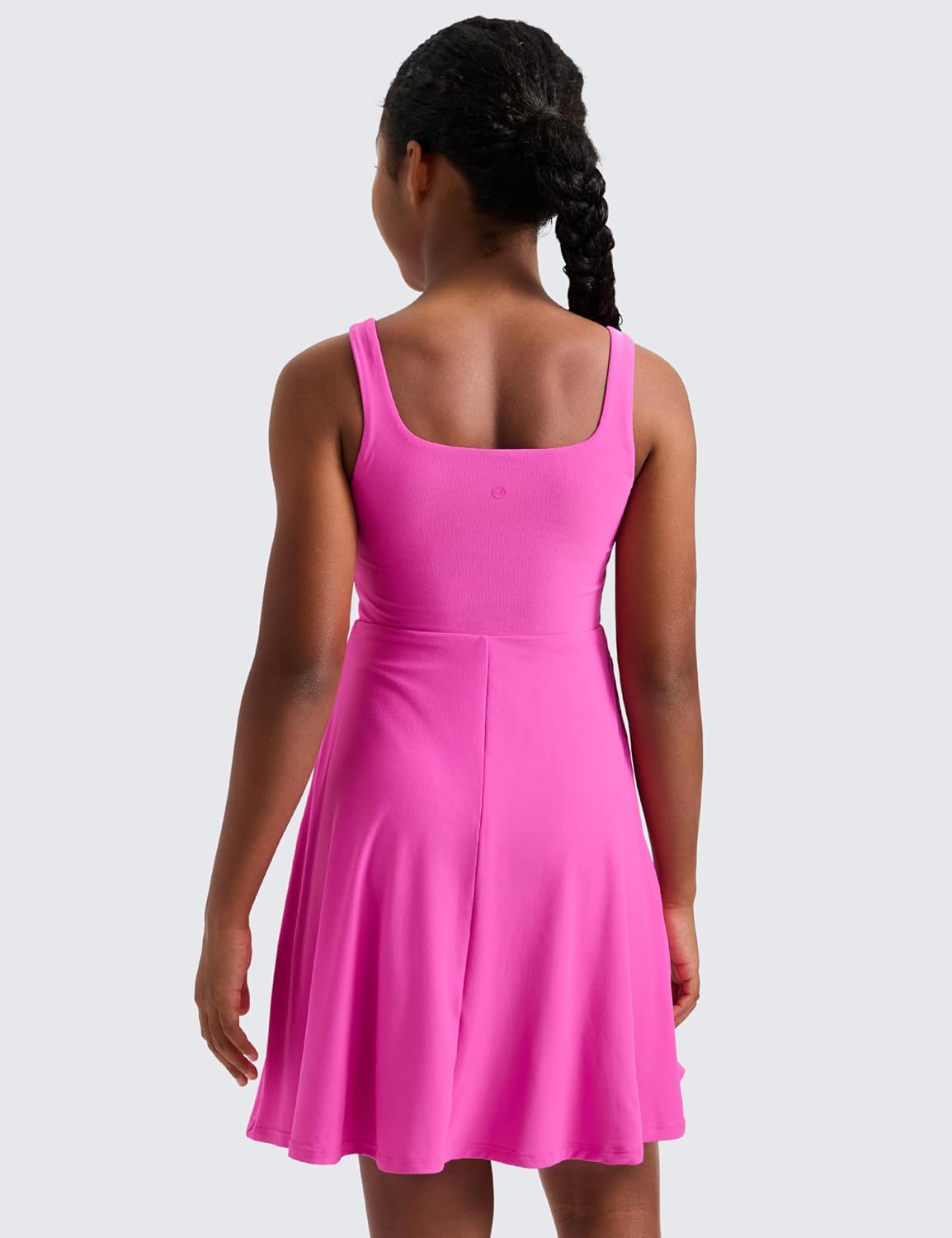 CRZ YOGA Girls Cloudweight Double Lined Square Neck Casual Dress - Dance Tennis Athletic Pockets Knee Length Sleeveless Teen