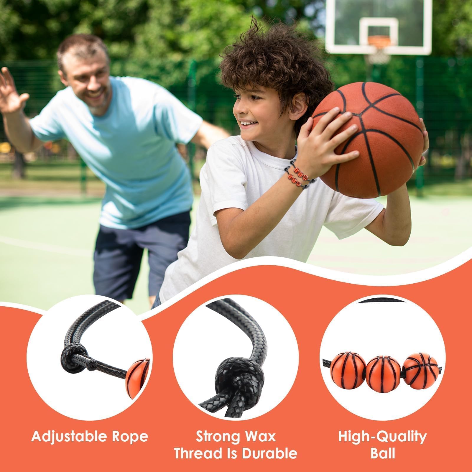 15 Pezzi Bracciali Intrecciati Basketball, Basketball Charm Braccialetti, Bracciali Basket Regolabili, Accessori Sport, Bracciale Basket per Adolescenti Adulti Bomboniere